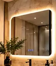 Miroir LED installé et allumé