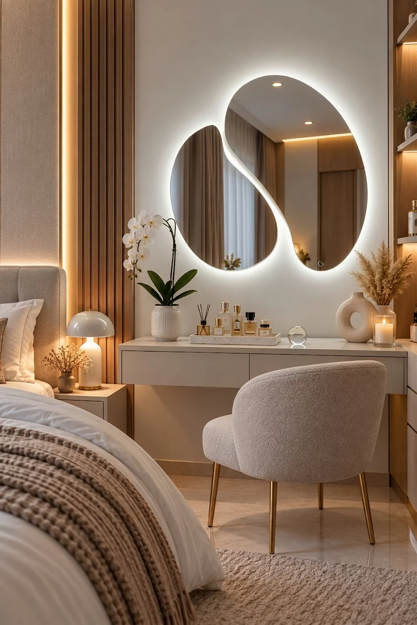 Miroir allumé en 4000K, blanc neutre