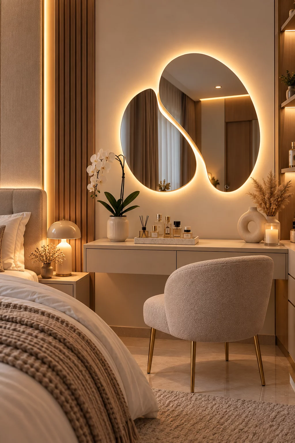 Miroir allumé en 3000K, blanc chaud